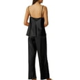 thumbnail image 3 of INSPIRE CHIC Women's Satin Pajama Set Cowl Neck Cami Top with Long Pant Silky Loungewear Sleepwear S Black, 3 of 6