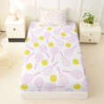 thumbnail image 3 of Manfei Pink Tennis Racket Twin Sheets,Ball Sports Games Bedding For Girls,Pastel Tone,3 Pieces,1 Fitted Sheet and 1 Pillowcase, 3 of 7