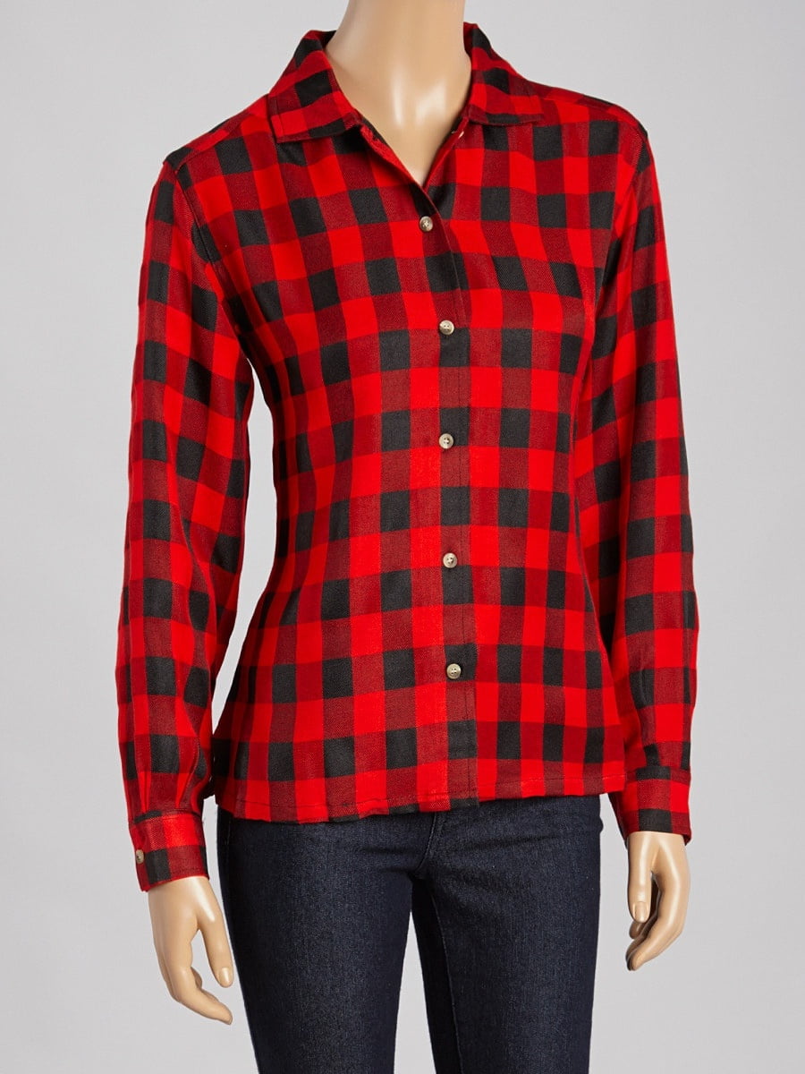 red black check shirt womens