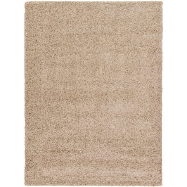 Unique Loom Solo Solid Shag Collection Area Modern Plush Rug Lush & Soft, 8' 0 x 11' 0 Rectangular, Taupe