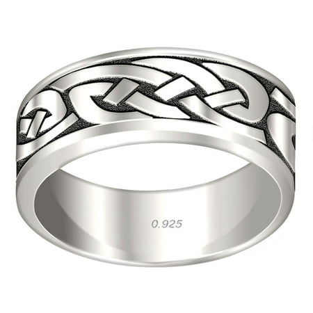 Men's 0.925 Sterling Silver Irish Celtic Knot Wedding Ring