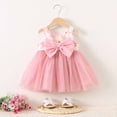 thumbnail image 6 of HOMADLES Summer Dress for Girls Sleeveless Print Bow Mesh Crewneck Stretch Casual Princess Dress Pink 3 T, 6 of 9