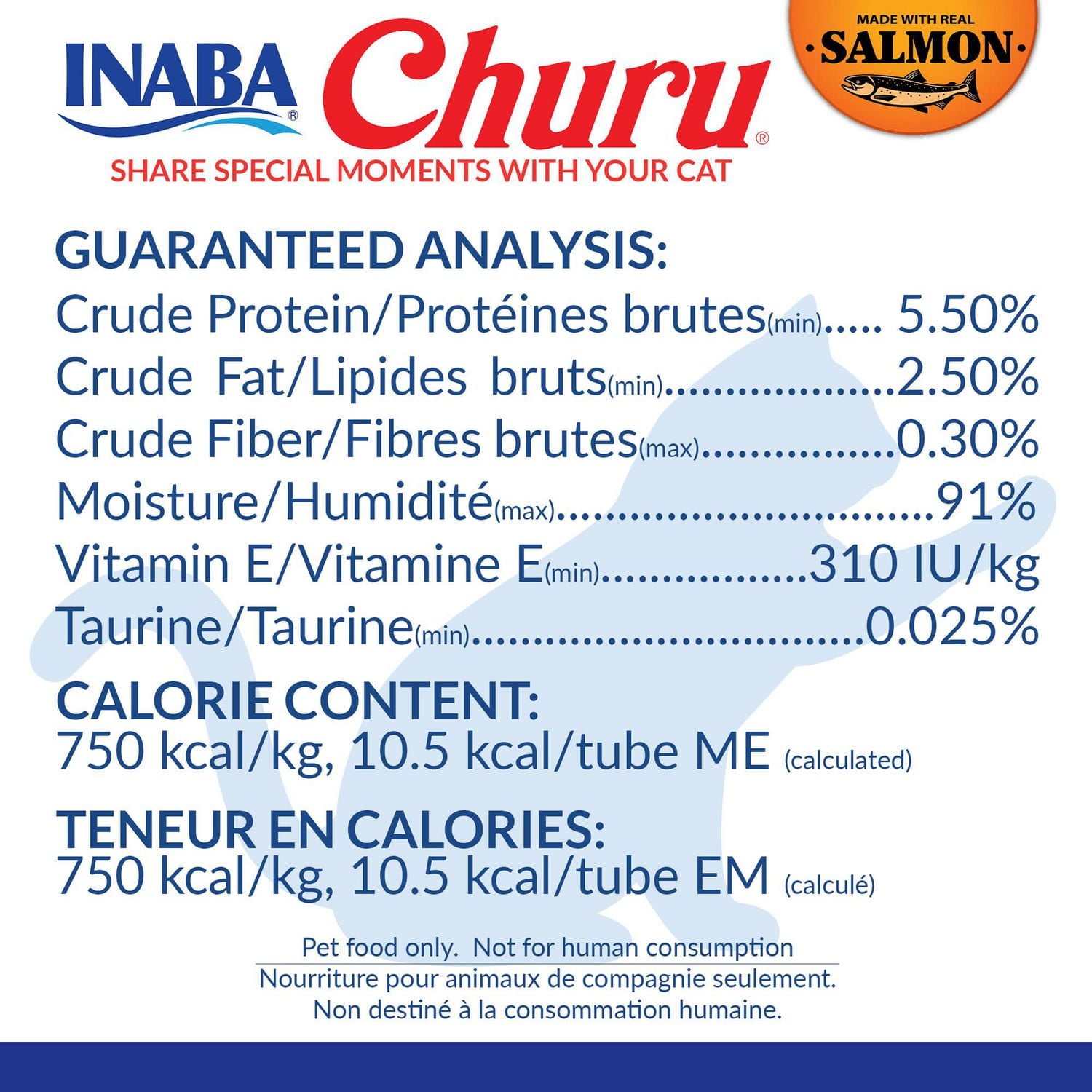 INABA Churu Cat Treats, Grain-Free Lickable Creamy Purée with Vitamin E - Salmon Recipe 4 tubes 56g (4x14g)