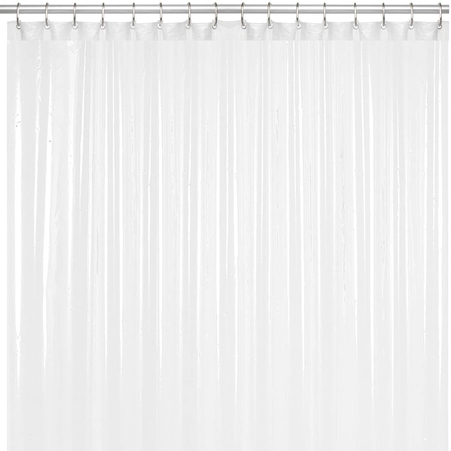 (2 pack) LiBa PEVA 8-Gauge Bathroom Shower Curtain Liner, 72" W x 72" H 8G White, Heavy-Duty Thickness Stall Shower Liner, Waterproof, Mold & Mildew-Resistant, Heavyweight Non-Toxic Fabric
