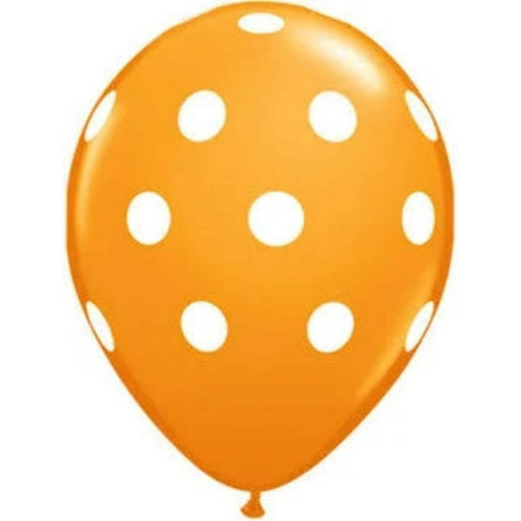 Qualatex Orange with White Big Polka Dots 11 inch Latex Balloons 50 Count [77146OR]
