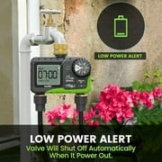 RainPoint Dual Zone Hose Sprinkler Timer, Brass Connector Irrigation Controller, Rain Delay, Manual/Auto Mode, Lawn and Garden Watering, Green - ITV205
