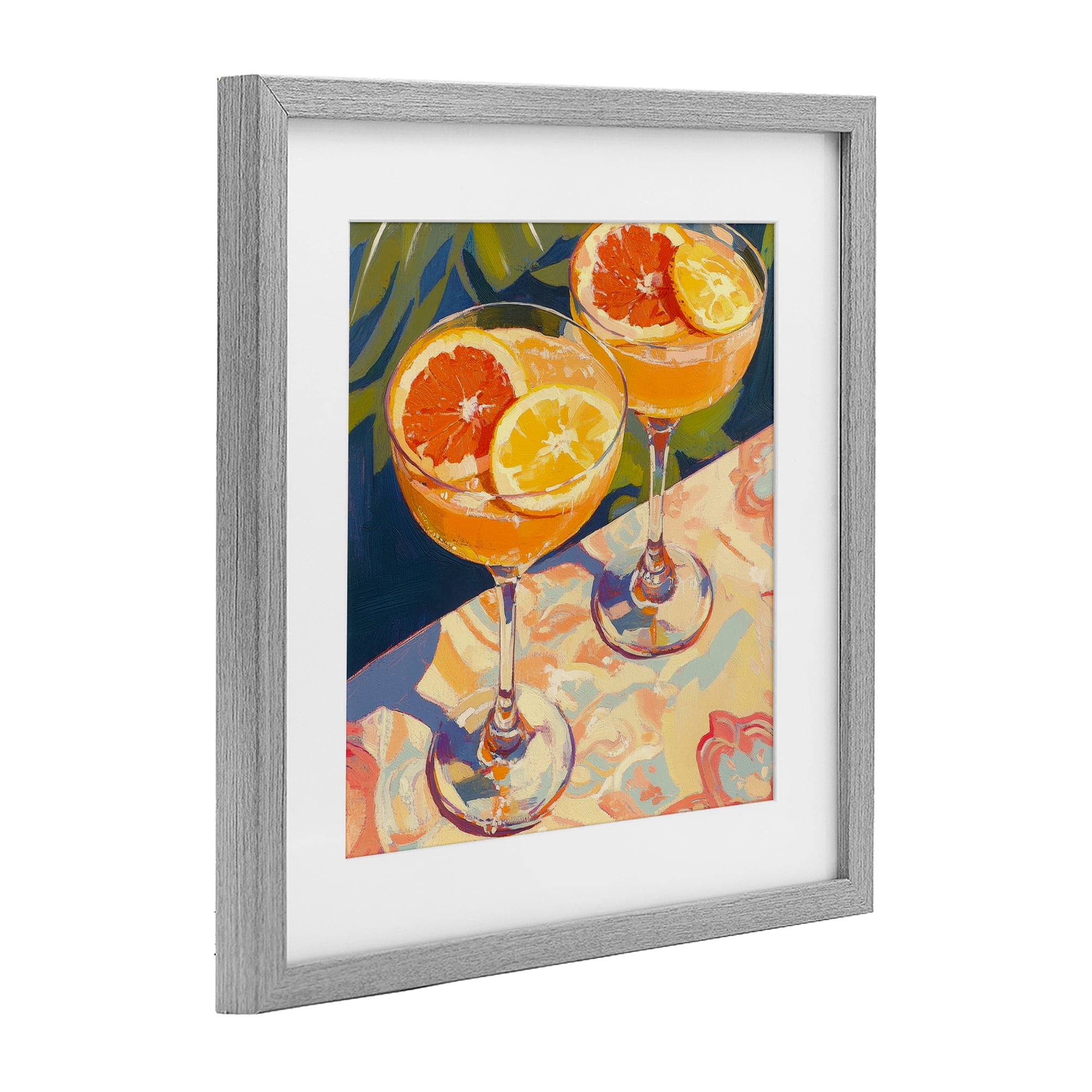 Stupell Industries Fruity Summer Cocktails Gray Framed Print Under Glass, design by Petal Prints Design