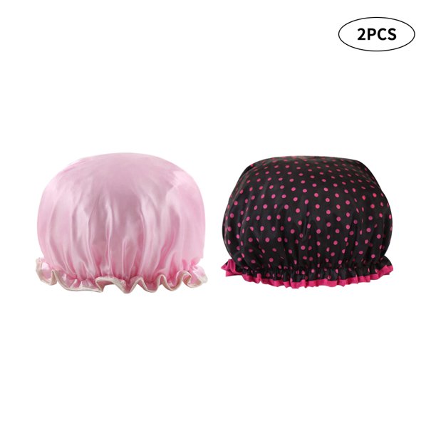 2Pcs Shower Cap Bath Caps Hat Designed for Women & Girls Waterproof