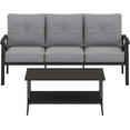 thumbnail image 6 of May in color Metal Outdoor furniture set, All-Weather Metal Patio 3-seat Sofa with Coffee table, Patio Sofa set for Porch Backyard Garden, Grey, 6 of 7
