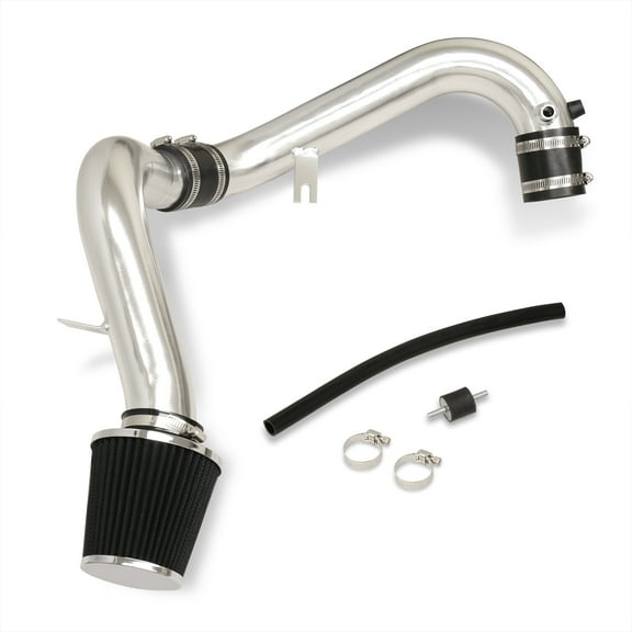 AJP Distributors JDM Cold Air Intake CAI Induction System Polished Aluminum 2.5" Inlet Piping Kit   Filter Compatible/Replacement For Honda Civic EX 1.7L M/T MT 2001 2002 2003 2004 2005 01 02 03 04 05