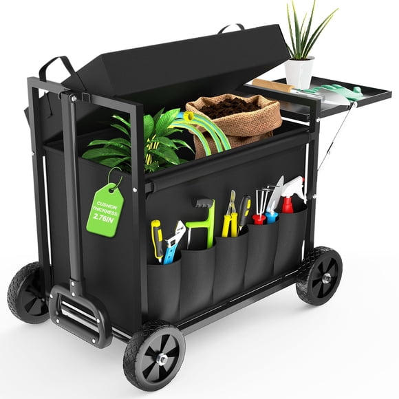 Carrito asiento de jardín COZEER con capacidad de 181 kg y bandejas plegables