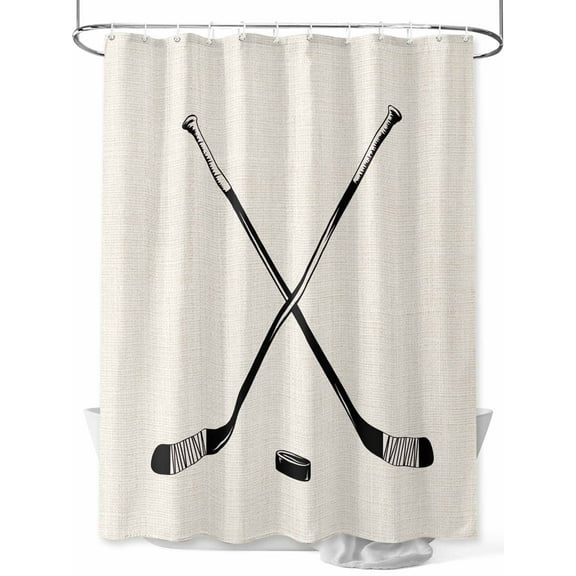Shower Curtain Hockey Player Bathroom Curtains with Hooks, Waterproof Fabric Sports Ground Linen Bath Shower Curtains Set for Bathroom Bathtubs Decor 36x72 Inch