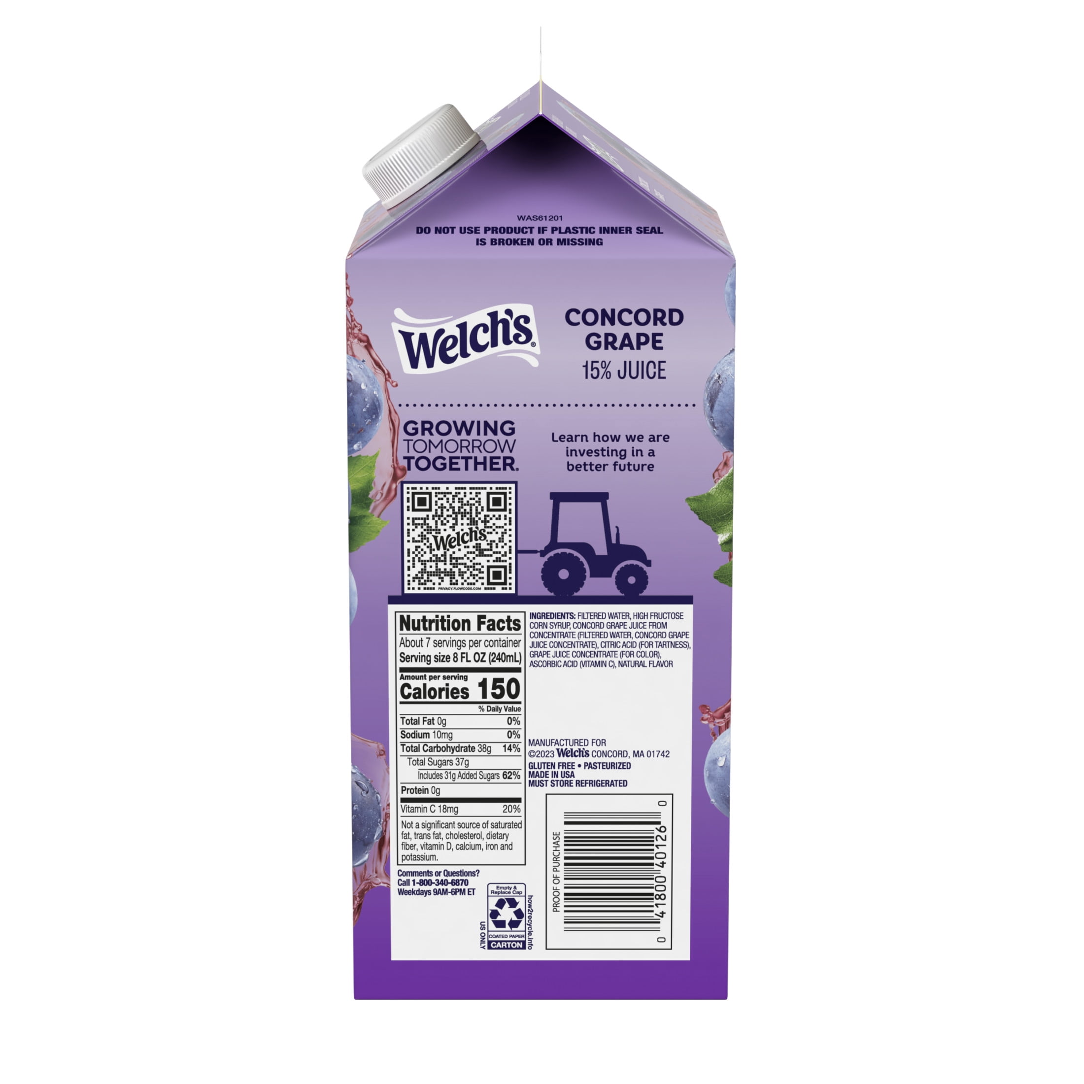 Welch's Concord Grape Fruit Juice Drink, 59 fl oz carton