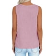 thumbnail image 5 of Women's Loose Fit Cotton Linen Striped Tank Top Sleeveless Round Neck Blouse Breathable Fabric for Spring Summer Layering and Date Nights, 5 of 7