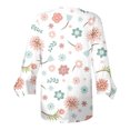 thumbnail image 5 of Dyegold Blouses For Women Dressy Casual 3/4 Flare Sleeve Lace Trim V Neck Floral Print Vintage Tunic Tops Loose Fit Shirts, 5 of 5