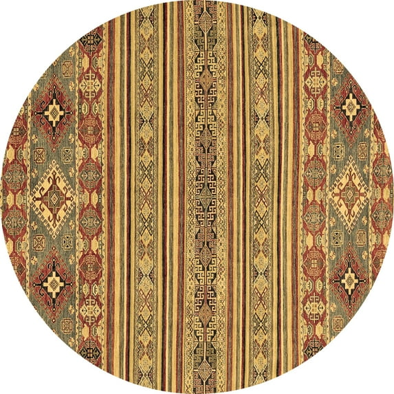 Ahgly Company Indoor Round Abstract Brown Modern Area Rugs, 4' Round