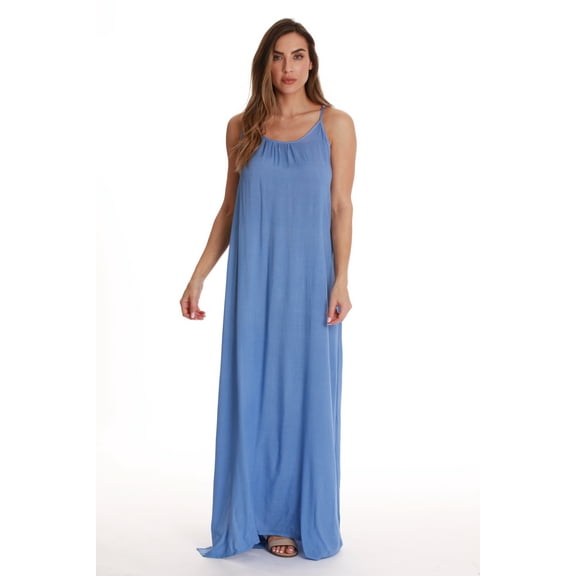 Riviera Sun Solid Spaghetti Strap Dress 21889-BLK-3X (2X, Turquoise)