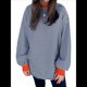 thumbnail image 3 of Camiseta de Larga Extragrande para Mujer, Túnica A Rayas con Bloques de Color, Sudadera Holgada de Otoño con Cuello Redondo Naranja y Rojo XL, 3 of 8