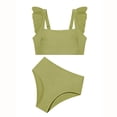 thumbnail image 3 of Gunia Teen Girl Swimsuit Two Piece Square Neck Ruffle Trim Solid Color Bathing With Flounce Girls' Swimwear For Holiday Beach Pool 7-16 Years, 3 of 3
