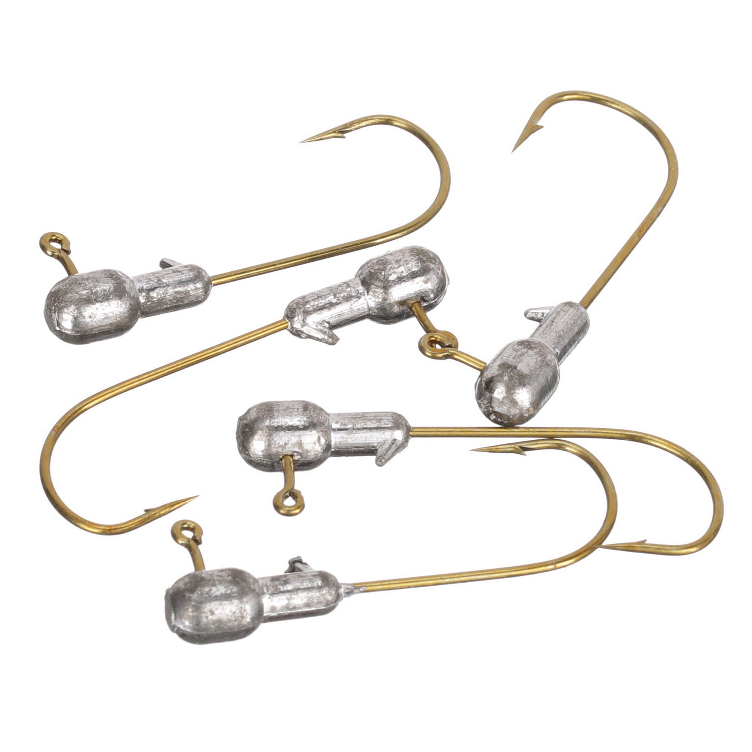 (2 pack) Arkie Lures Tube Insert Grub Body Jig Head, Size 1/8 oz, Brass/Lead Color