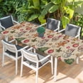 thumbnail image 2 of Beige Christmas Table Cloths for 8 Foot Rectangle Tables, Xmas Tree Balls Snowman Gingerbread Patio Waterproof Elastic Fitted Tablecloths, Washable Rectangular Table Cover for Camping, 2 of 8