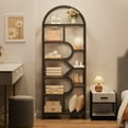 thumbnail image 3 of TROPOW Bookshelf 6 Tier Arched Bookcase 81.7in Tall Display Racks Geometric Open Storage Shelf Unique Book Rack Metal Frame Large Modern Book Shelf for Bedroom, Living Room, Home Office,Black, 3 of 5