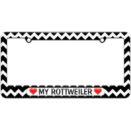 Heart Rottweiler - My Rottweiler Love with Hearts License Plate Tag Frame, Multiple Colors