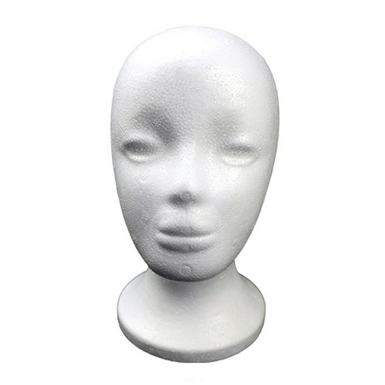 Male Styrofoam Mannequin Head,White Foam Mannequin Head Display Male Head  Model Styrofoam Durable Foam Wig Stand for Exhibition White