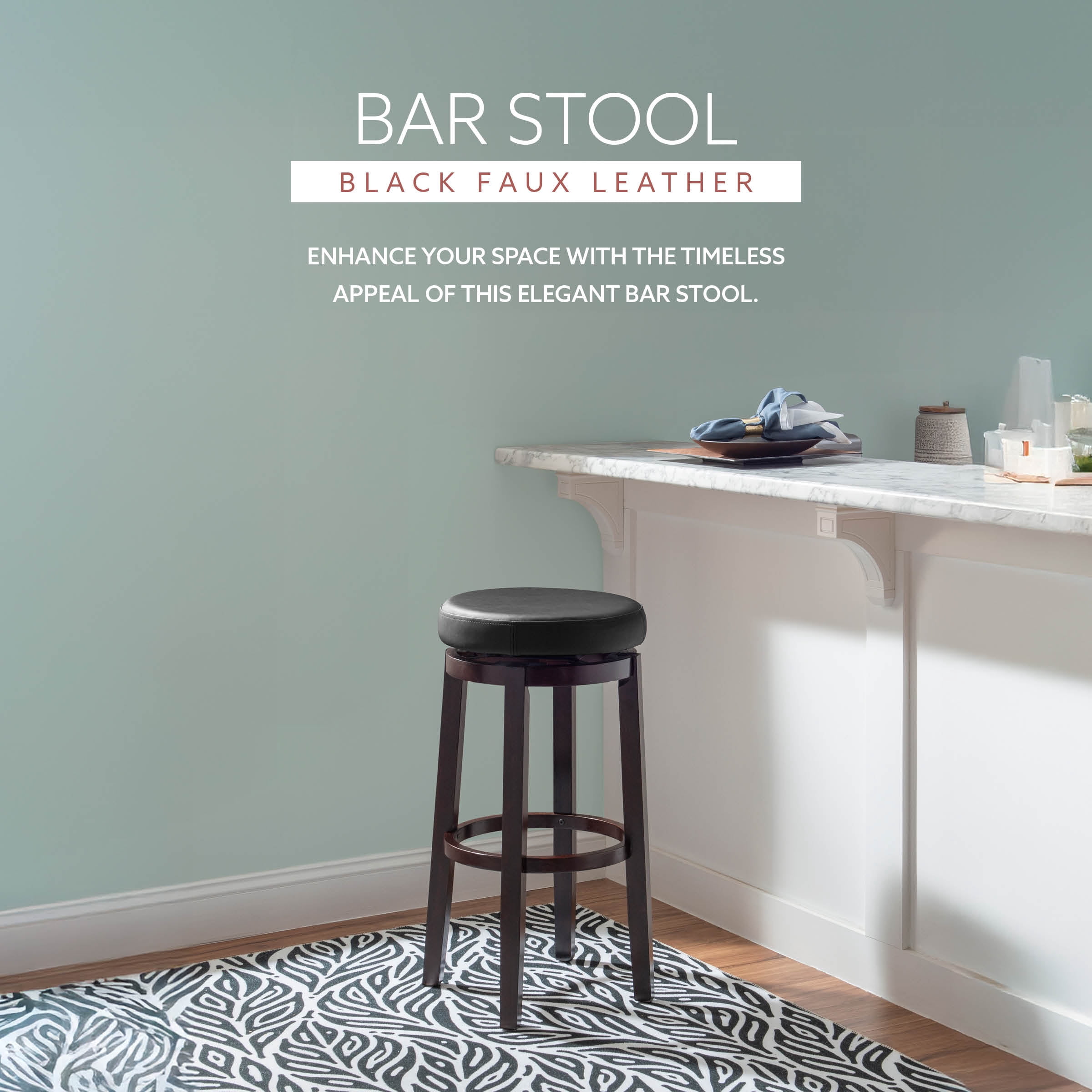 Linon Arlene 31" Indoor Backless Swivel Bar Stool, Brown/Black Faux Leather