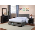 thumbnail image 3 of Transitional Style Grey Polyfiber 1pc Queen Size Bed Tufted Headboard Under Bed Storage Drawers Footboard Plywood Bedframe, 3 of 7