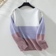 thumbnail image 2 of Nmnitkp Sweaters for Women Warm and Close to Skin Womens Oversized Striped Sweaters Color Block Long Sleeve Crew Neck Sweater Casual Loose Pullover Y2K Knit Top, 2 of 9