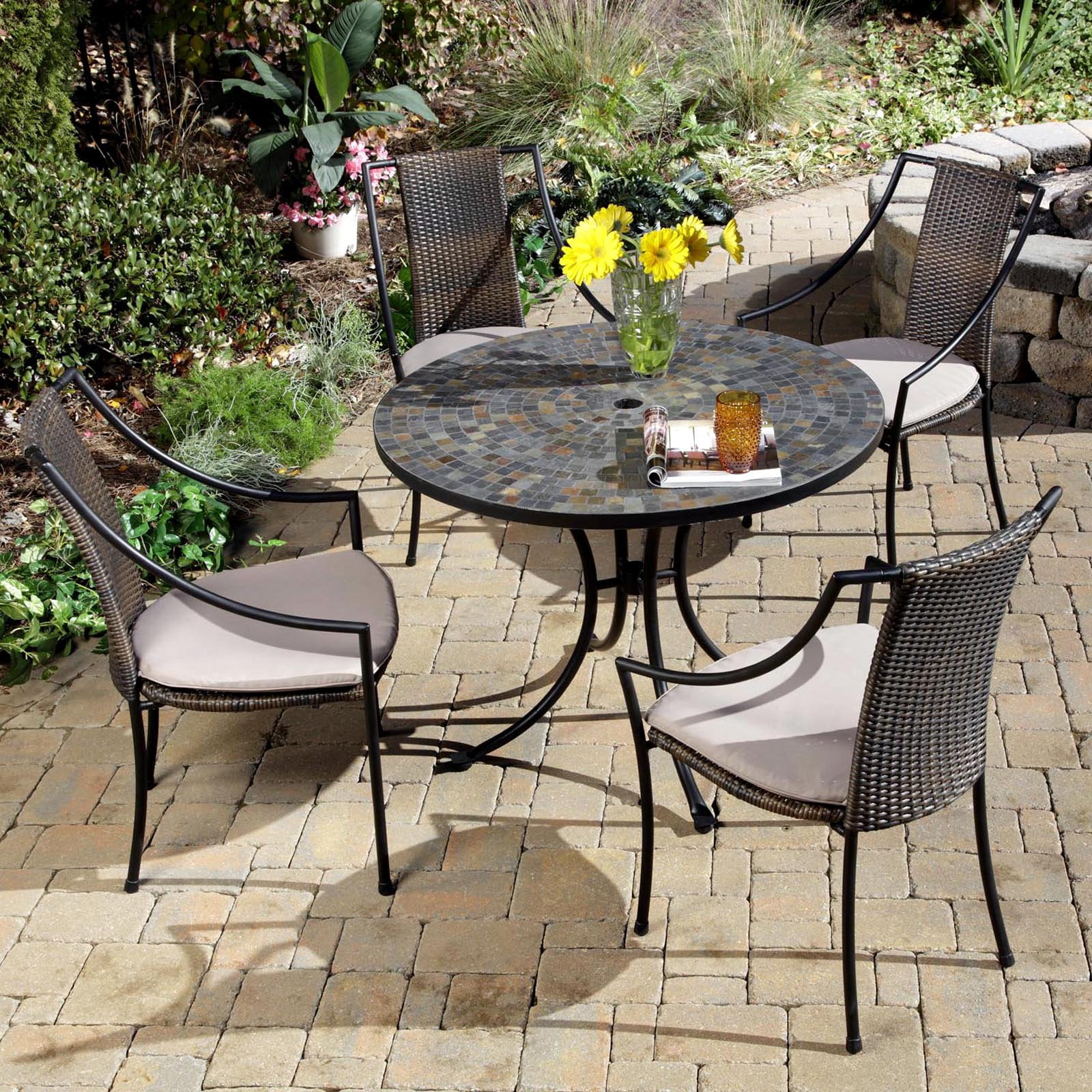 Slate Tile Patio Table Design Ideas