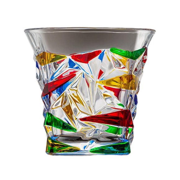 Handmade Crystal Glass Cup Drinking Glass for Water Juice Wine Elegant Color Block Design Desktop Liquid Storage Glassware