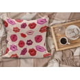 thumbnail image 2 of Kiss Fluffy Throw Pillow Cushion Cover, Repetitive Woman Lips in Warm Toned Listicks, Decorative Square Accent Pillow Case, 28" x 28", Pale Rose and Multicolor, by Ambesonne, 2 of 5