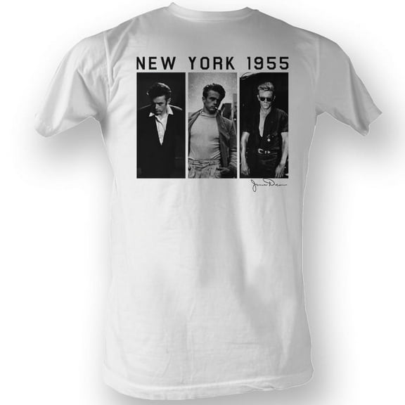 James Dean Black And White White Adult T-Shirt