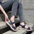 thumbnail image 4 of Summer Leather Sandals for Women Sporty Wedge Lightweight Velcro Plus Size Slippers for Women, 4 of 6