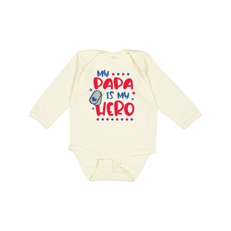 

Inktastic Memorial Day My Papa is My Hero Gift Baby Boy or Baby Girl Long Sleeve Bodysuit