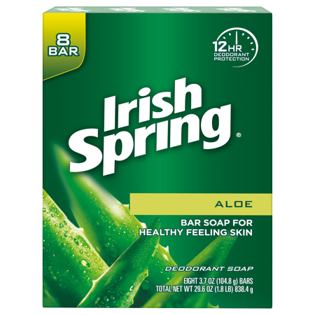 - Irish Spring Aloe Vera Bar Soap, 3.7 Ounce, 8 Bar Pack