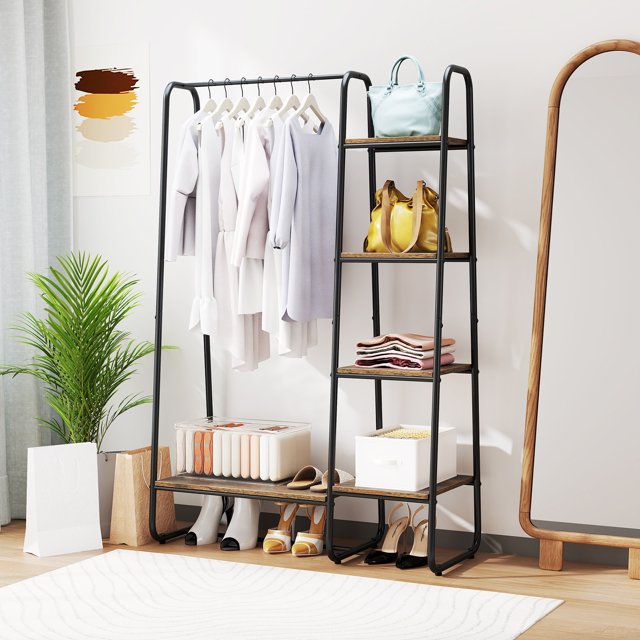 Giantex Heavy Duty Clothes Rack, Metal Garment Rack, Free Standing Closet Organizer, Hanging Bar, Black