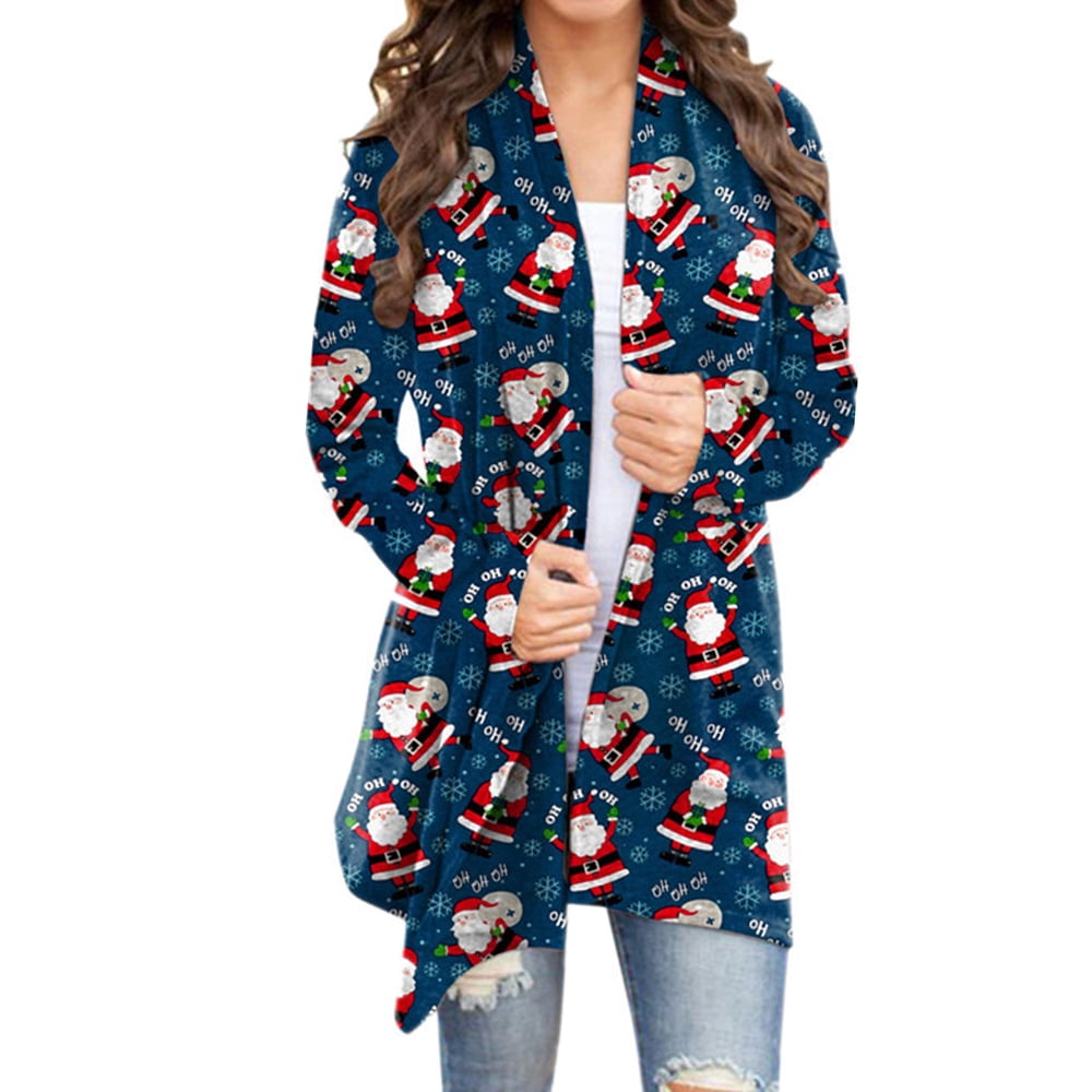 Women's Pumpkin Cat Cardigan - Halloween Open Front Long Sleeve Knit Sweater, Plus Size Available - View #3