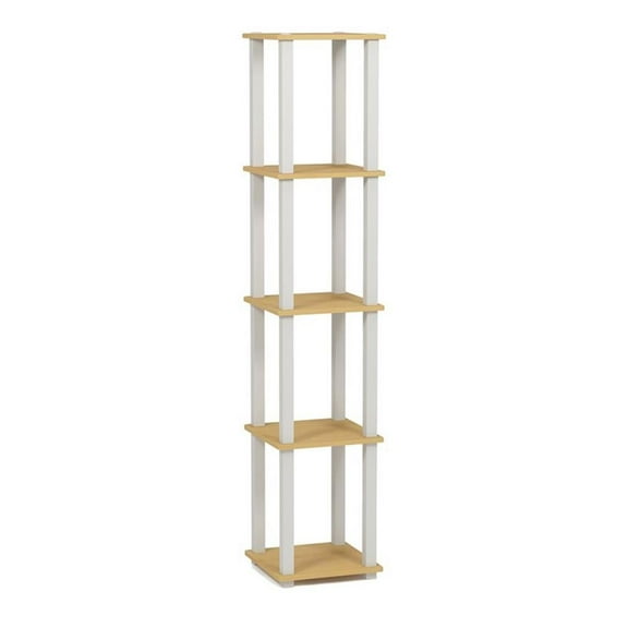 Pemberly Row Turn-S-Tube Wood 5-Tier Corner Rack Display Shelf in Beech/Natural