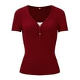 thumbnail image 5 of yunLCZ Women Shirts Short Sleeve Crop Tops For Women V Neck Down Crop Tee Slim Fit Trendy Basic Crop Tops, 5 of 6