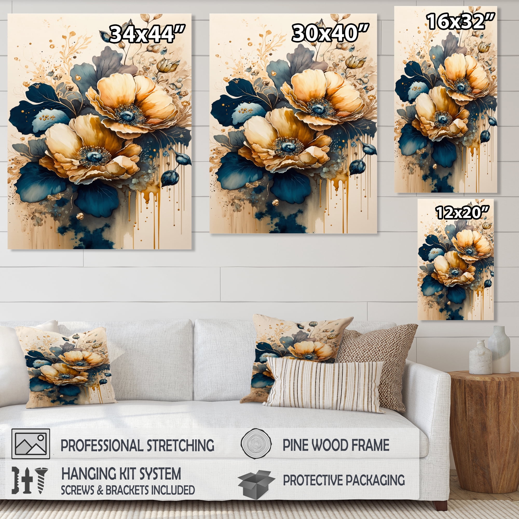 Designart Night Shade Poppy Floral Design V Canvas Wall Art