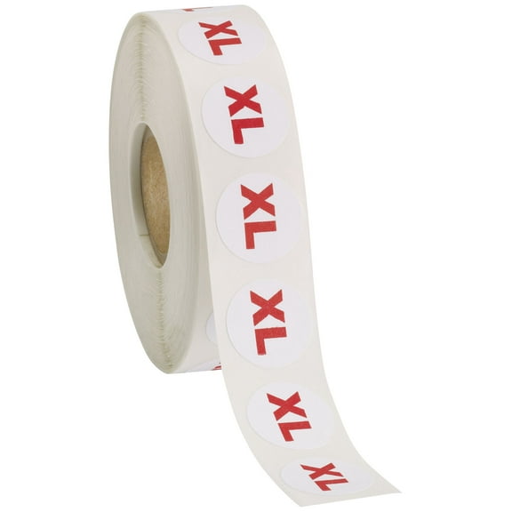 SSWBasics Self-Adhesive Size Labels - Size XL - Roll of 1000 Labels