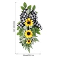 thumbnail image 4 of Spring Summer Sunflower Wreath for Front Door, 24 Inch Sunflower Decoration with Green Leaves Handmade Bow for Home Party Window Wall Indoor Outdoor Decoration, 4 of 7