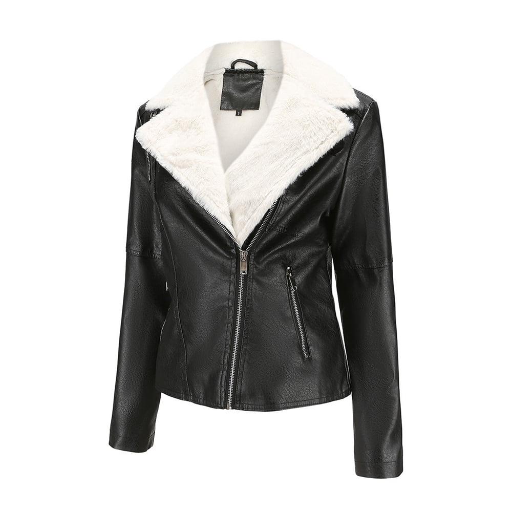 Leather Jackets for Women Zpanxa Women Faux Leather Moto Biker Short Coat Jacket, Plus Size Short Lightweight Motorcycle Biker Jacket, Fitted Slim Jackets Coat Black A L