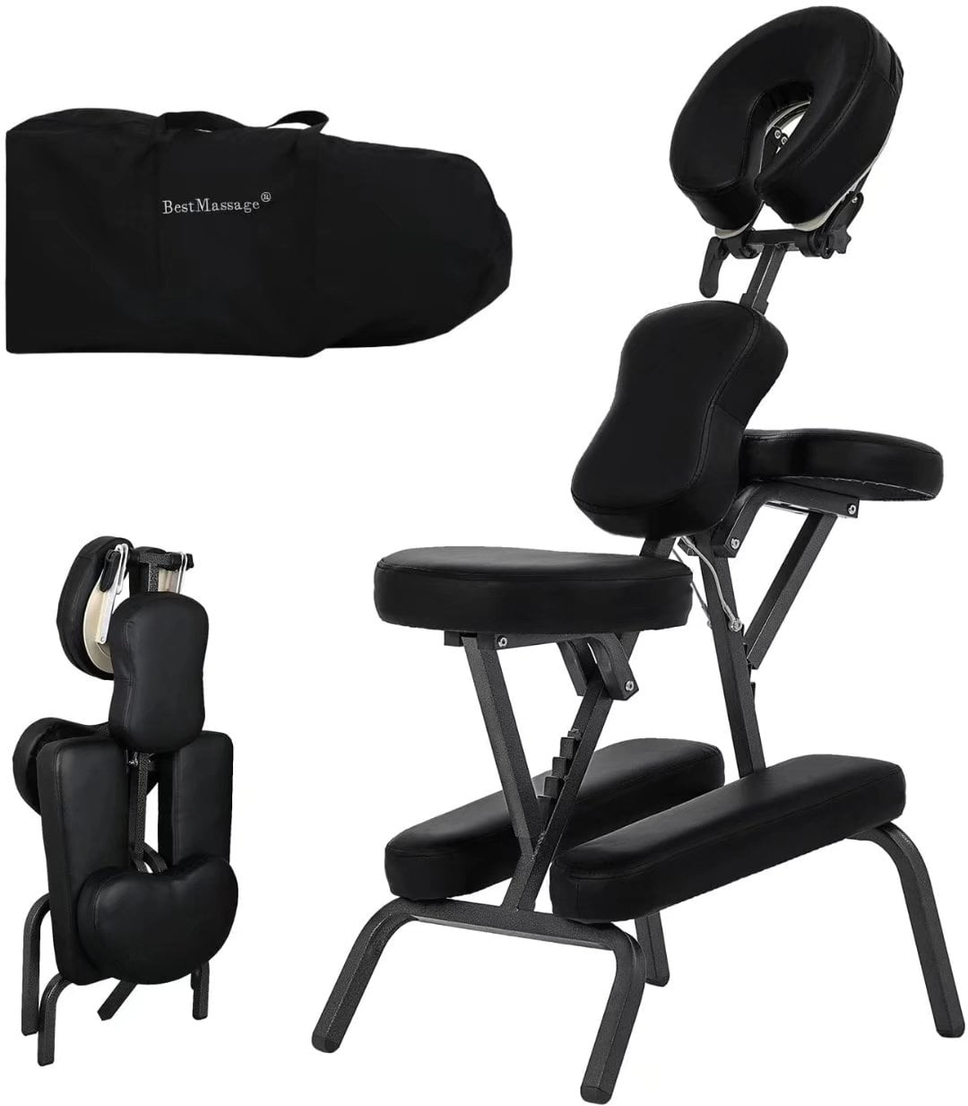 Foldable Massage Chair Adjustable Tattoo Chair Spa Chair Portable Therapy Chair w/Free Carry