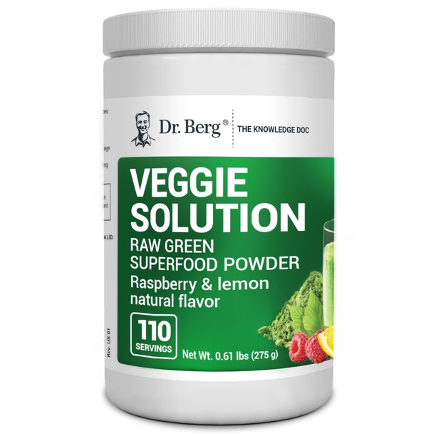 Dr. Berg Veggie Solution Greens Superfood Powder Raspberry & Lemon