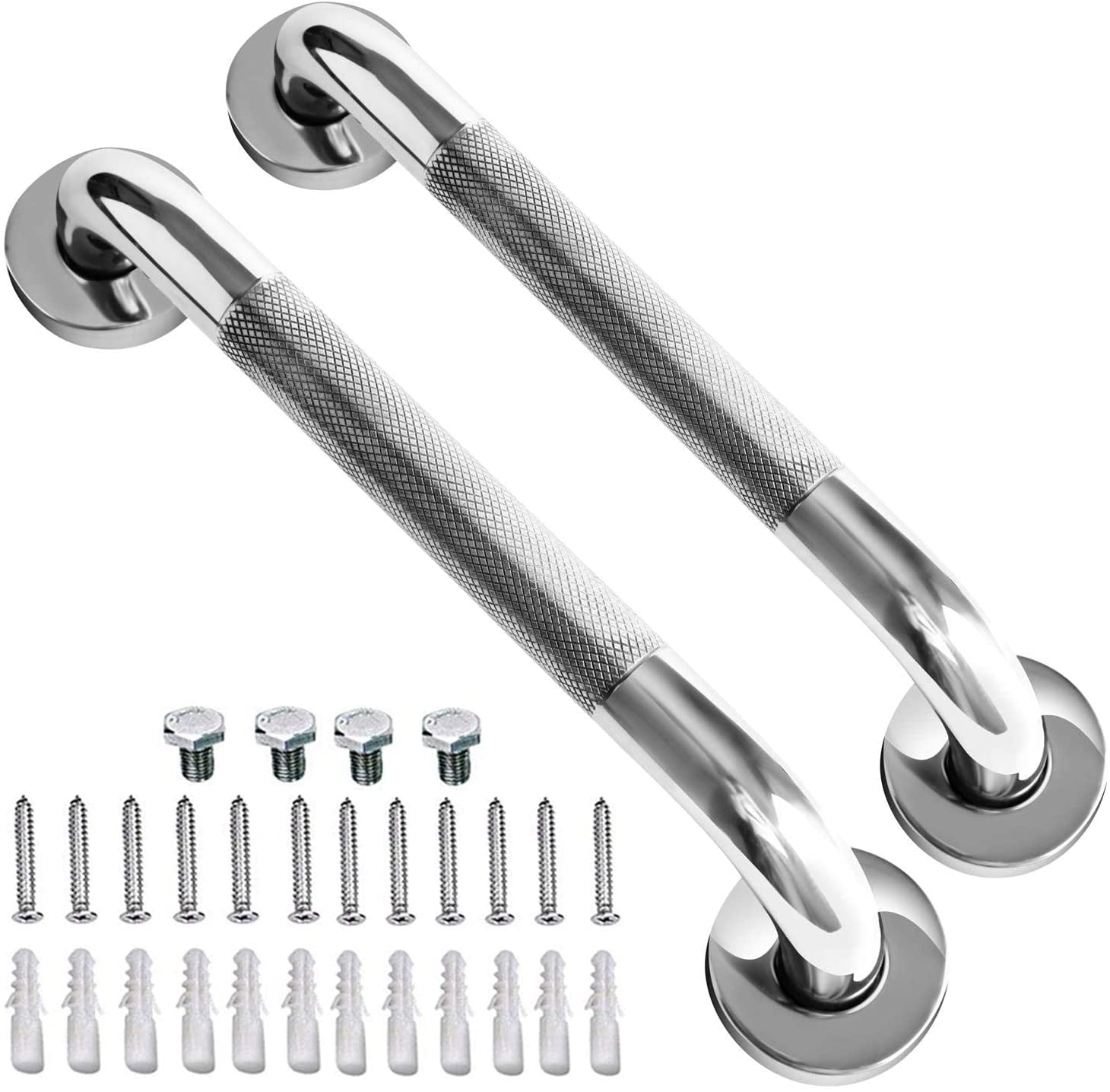 2 Pack 12 Inch Anti Slip Shower Grab Bar Handle, ZUEXT Chrome Stainless