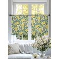 thumbnail image 3 of Sheer Curtains 54 Inches Long 2 Panels, Vintage Ethnic Cashew Flower Rod Pocket Curtain Voile Draperies, Abstract Floral on Yellow Light Filtering Window Treatment for Living Room Kitchen Bedroom, 3 of 8